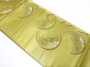 引箔　丸紋に霞・色紙散らし模様織り出し袋帯